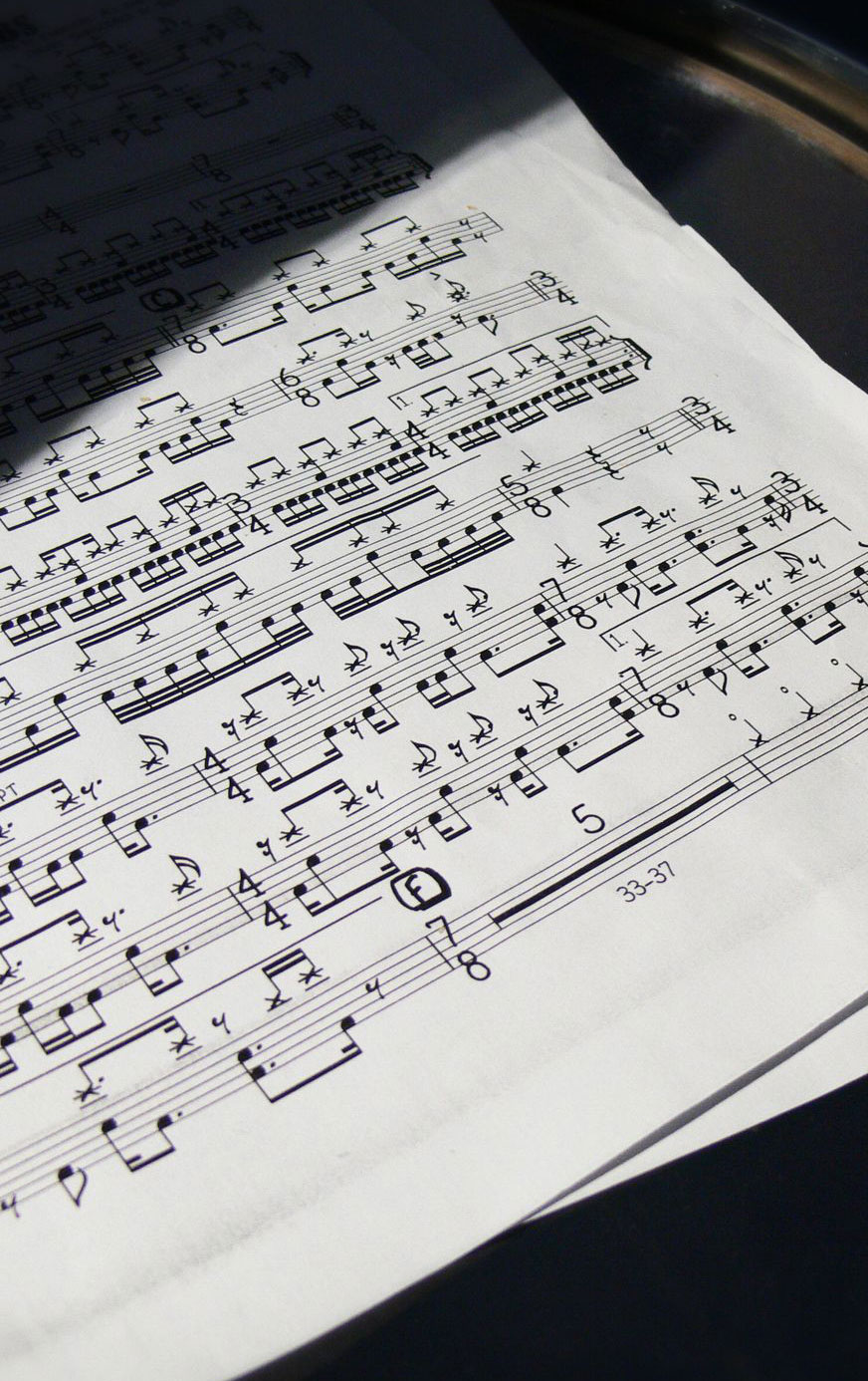 Notation of a score session of orchestral film composer