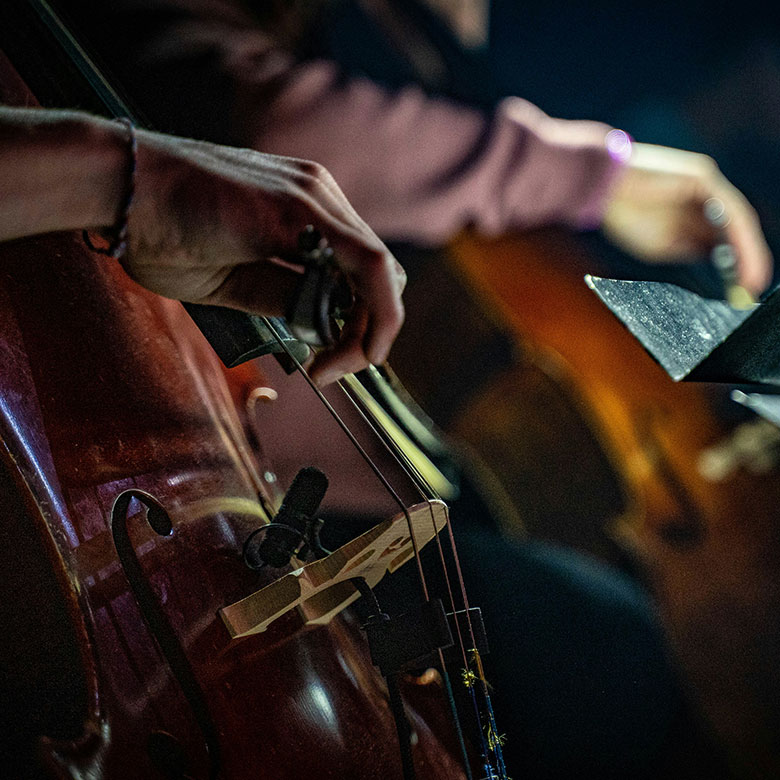 orchestral film composer recording session